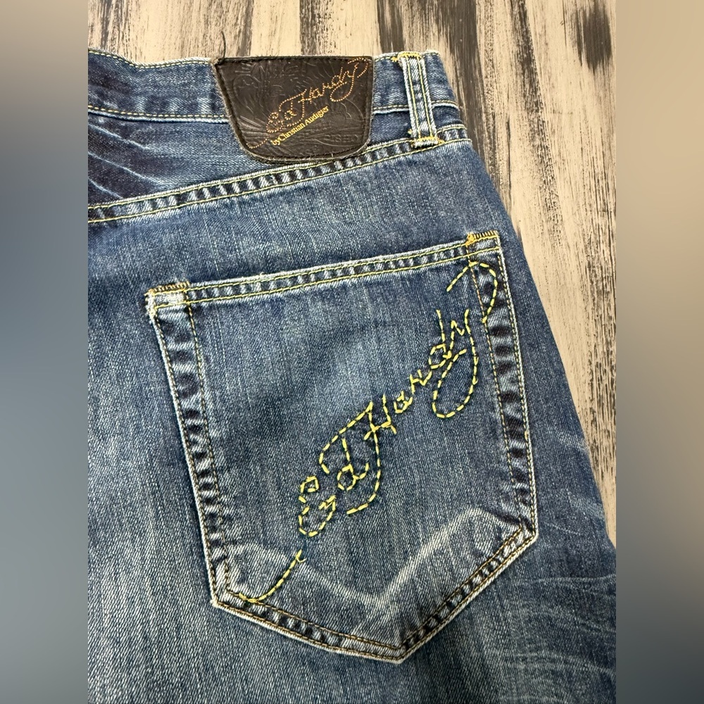 Ed Hardy Men’s Distressed Blue Denim Jeans Y2K new without tags - Picture 5 of 14